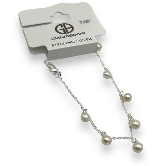 NWT Macy's Sterling Silver Bracelet Cultured Freshwater Pearl Dangle Drop NEW - Picture 12 of 12